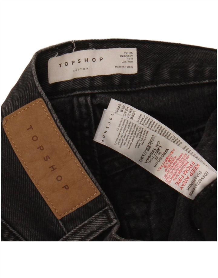 Damskie jeansy Topshop Petite Cropped W26 L23 Czarne bawełniane