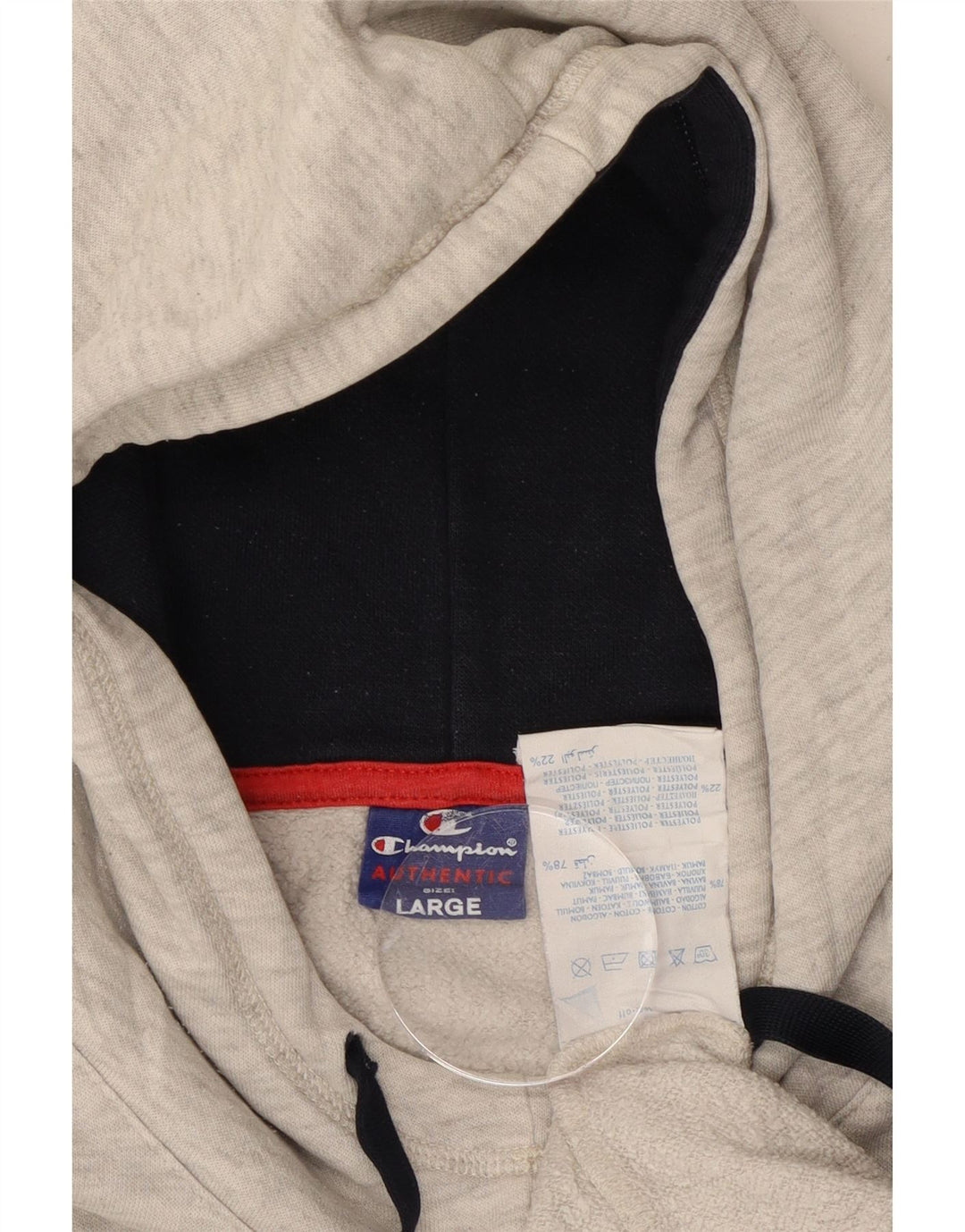 Damski sweter z kapturem i grafiką CHAMPION, duży, szary, bawełniany