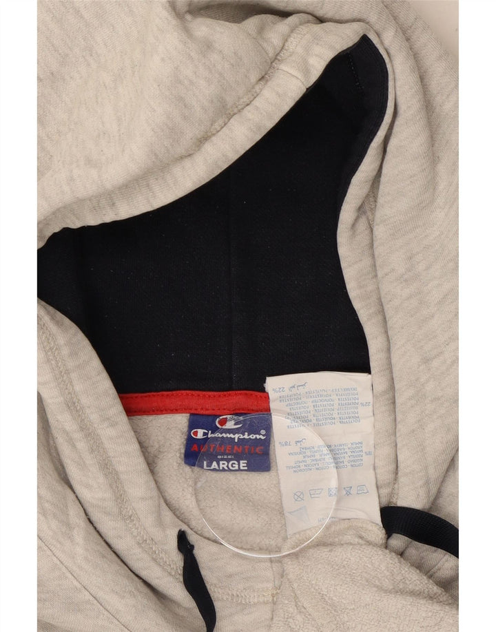 Damski sweter z kapturem i grafiką CHAMPION, duży, szary, bawełniany