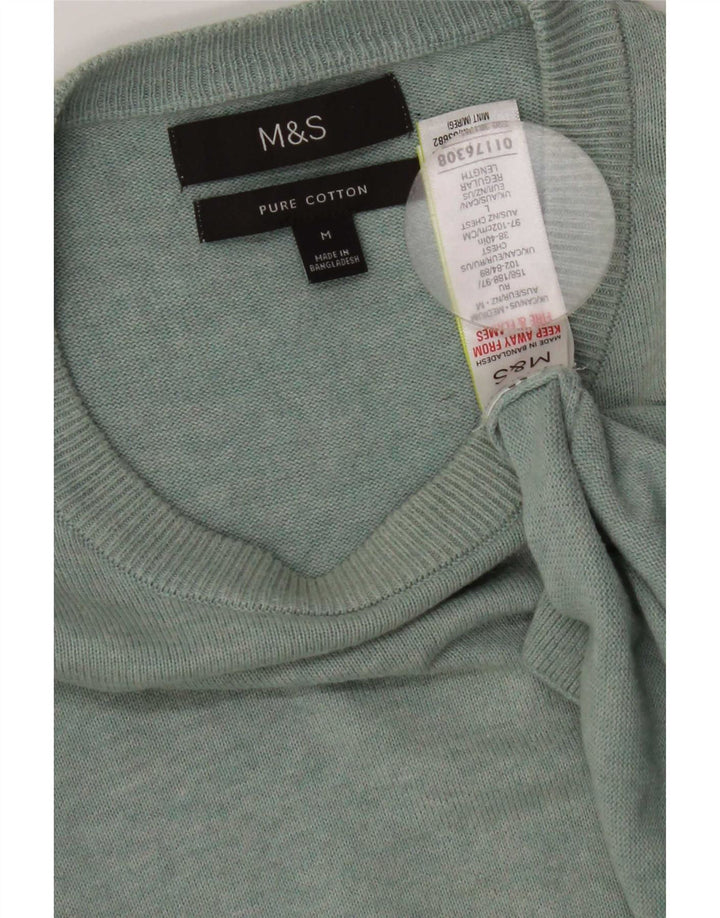 Marks & Spencer Męski sweter z dekoltem w łódkę, średni zielony, bawełniany