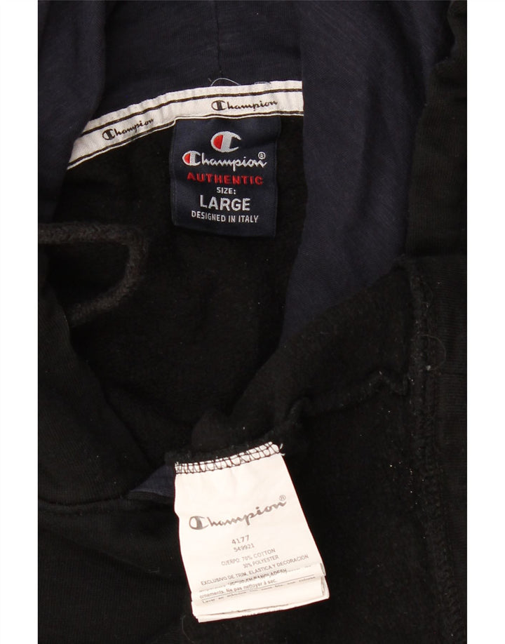 Męski sweter z kapturem i grafiką CHAMPION, duży, czarny, bawełniany