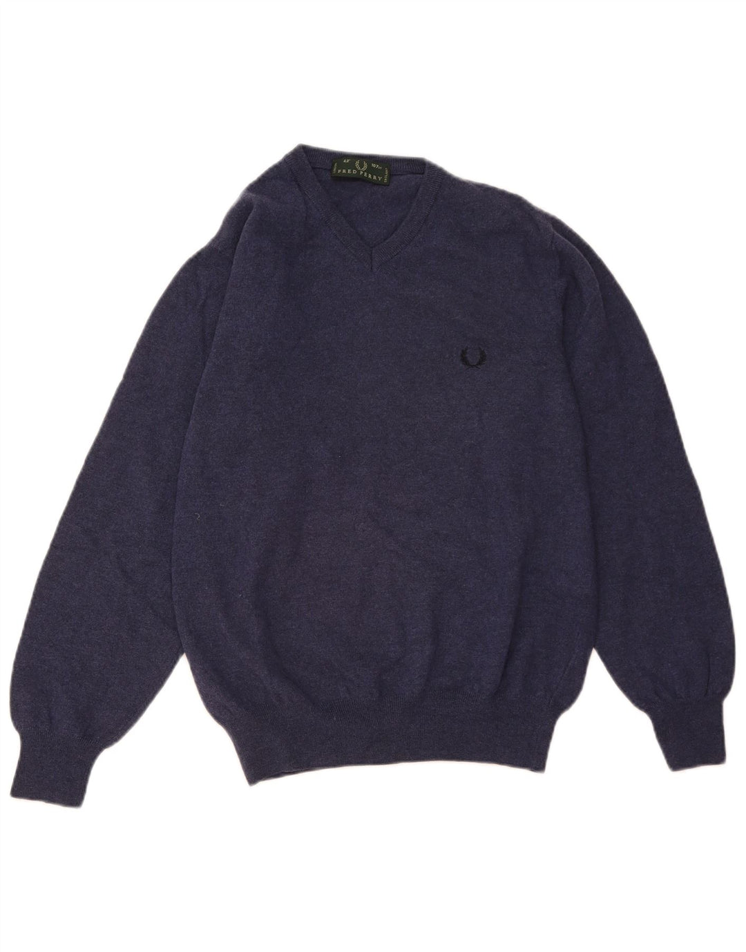 FRED PERRY Męski sweter z dekoltem w kształcie litery V, średni granatowy wełniany