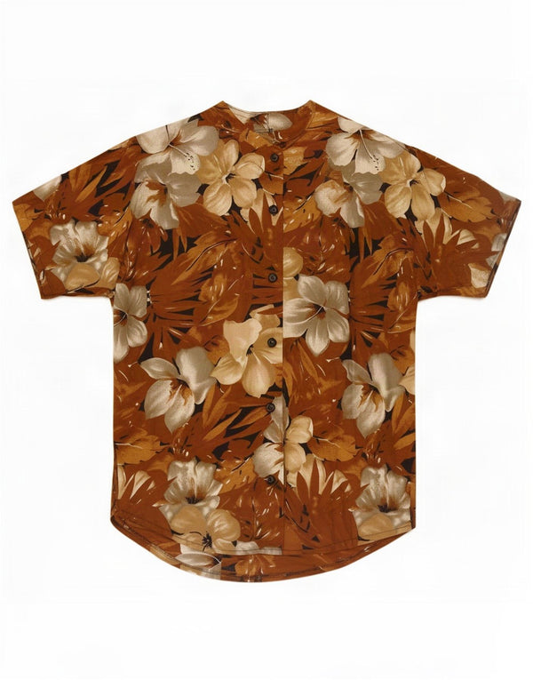 Bluzka damska z krótkim rękawem w stylu vintage, UK 18 XL, brązowa w kwiaty