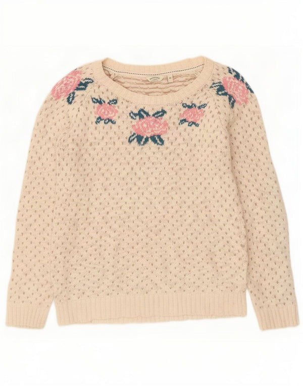Sweter damski Fat Face z dekoltem w łódkę UK 10, mały, w kolorze złamanej bieli, w kwiaty