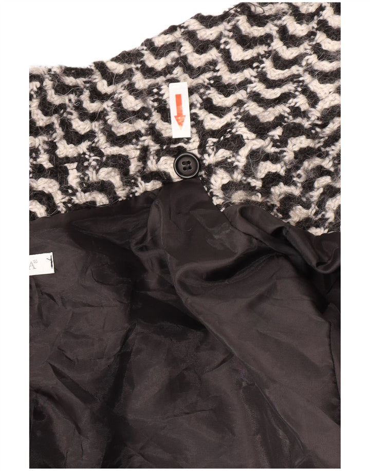 Płaszcz damski w stylu vintage IT 50 XL Czarny geometryczny octan