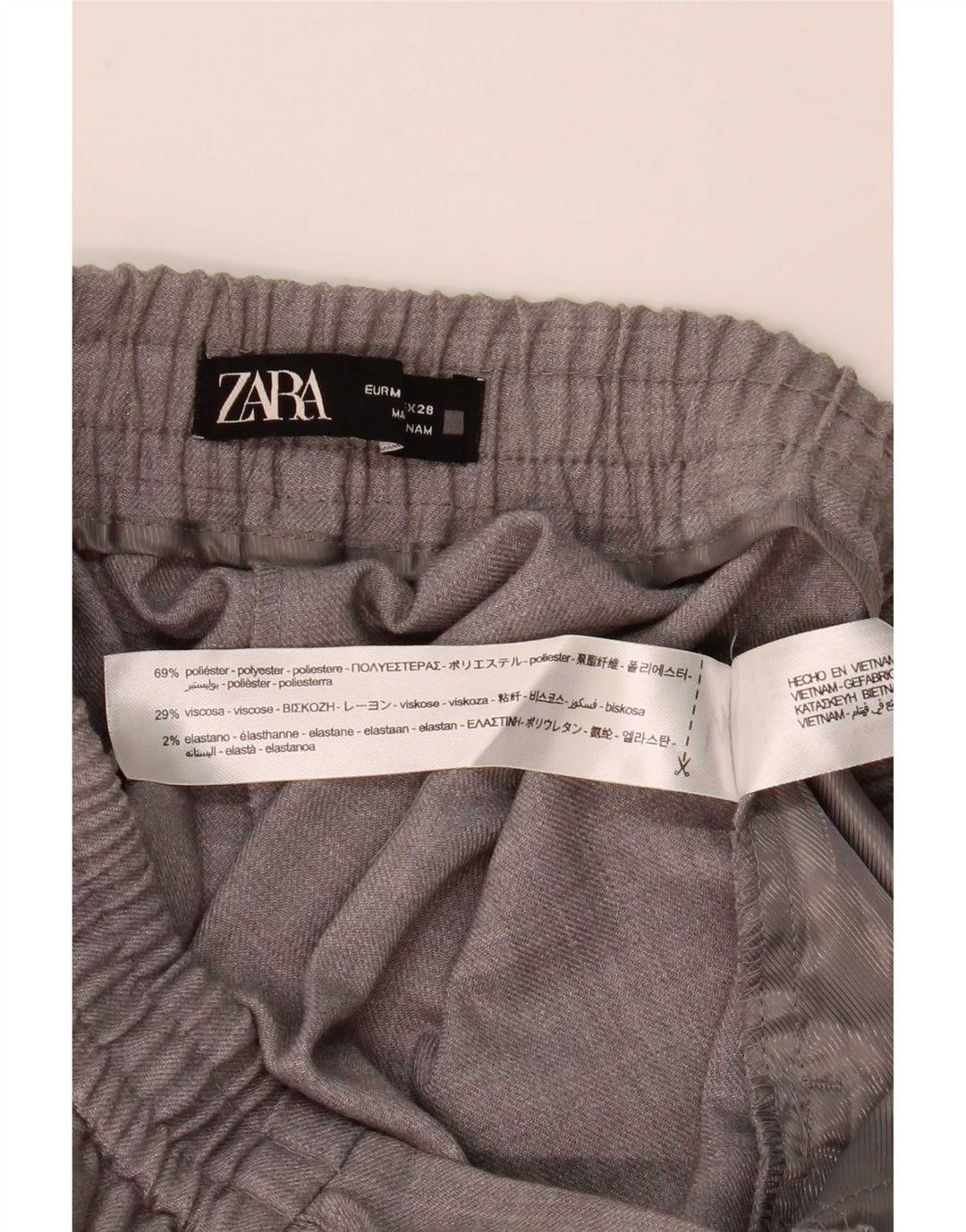 Damskie zwężane spodnie chino Zara, średnie W28 L26, szary poliester