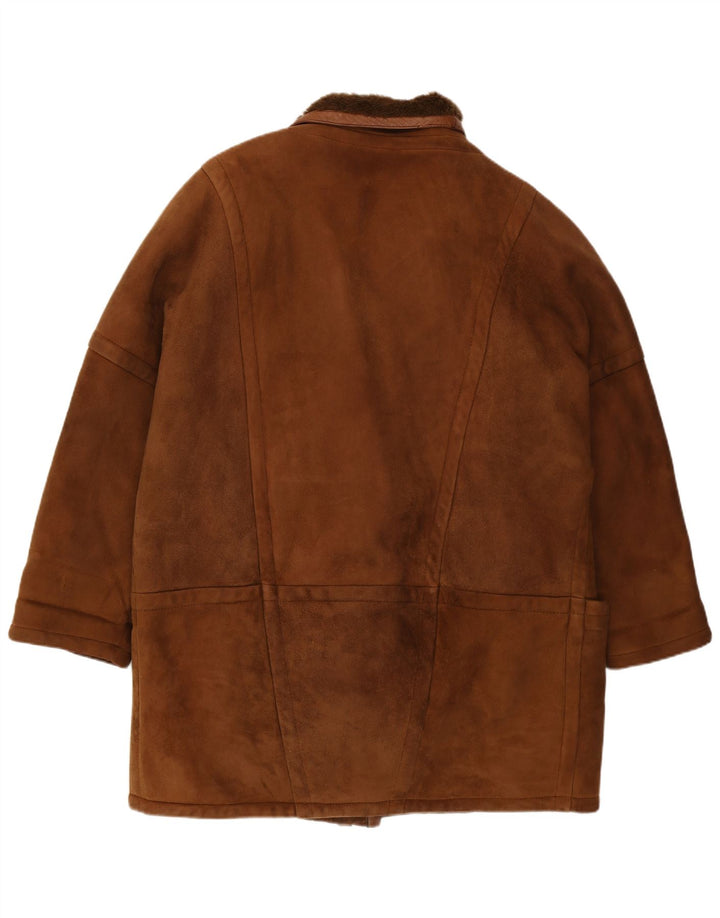 Vintage damski płaszcz oversize IT 42 w kolorze średniego brązu