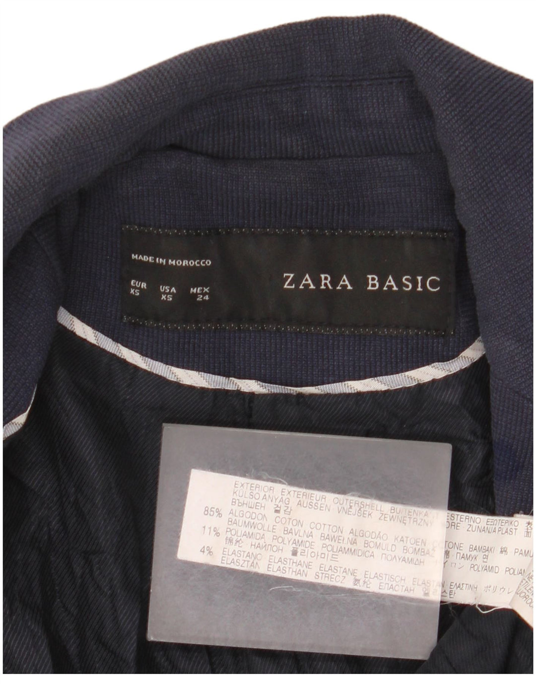 Zara damska marynarka zapinana na 1 guzik UK 6 XS granatowa, bawełniana