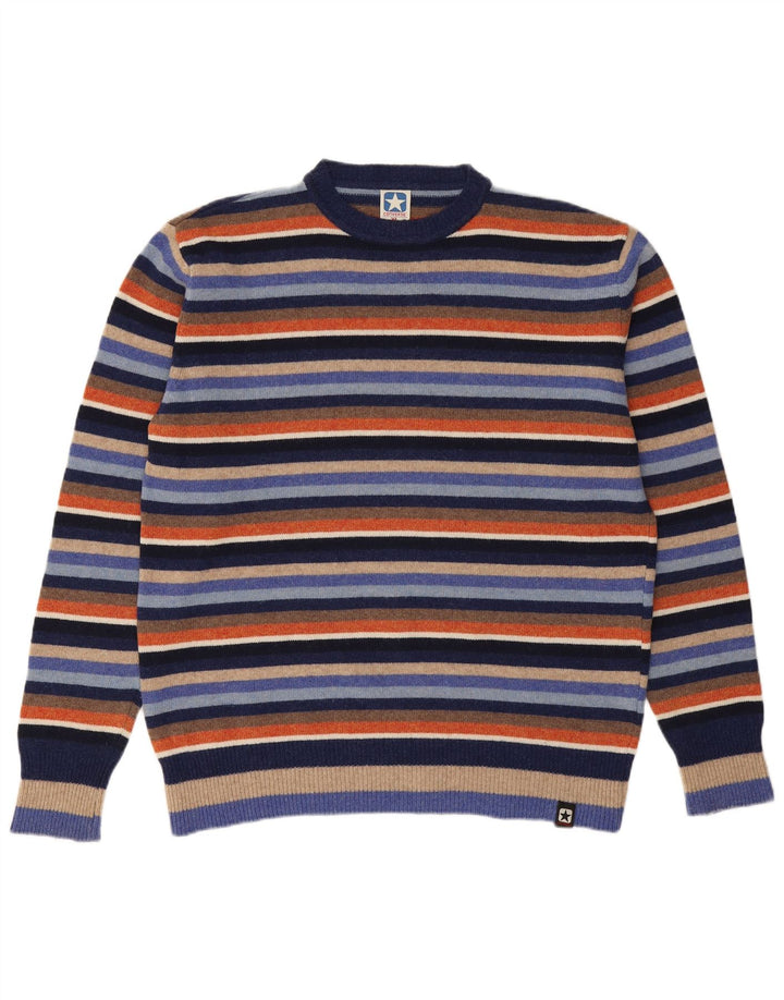 CONVERSE Męski sweter z okrągłym dekoltem XL, wełniany w wielokolorowe paski