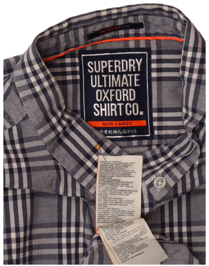 Męska koszula Superdry o regularnym kroju, duża, niebieska, bawełniana w kratę