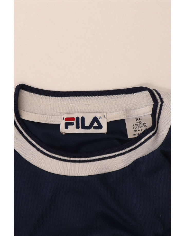 FILA Męski T-shirt Top XL Granatowy Poliester