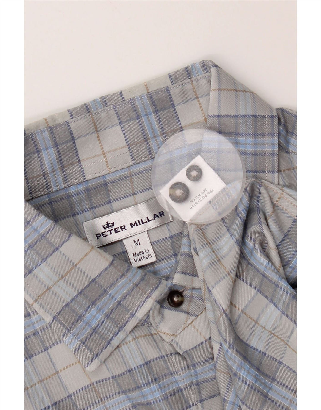 Męska koszula flanelowa Peter Millar, poliester w szarą kratę