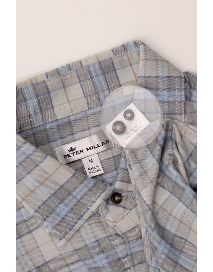 Męska koszula flanelowa Peter Millar, poliester w szarą kratę