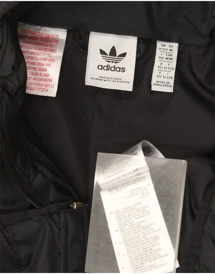 Adidas Chłopięca Wyściełana Kurtka Z Kapturem 11-12 Lat Czarny Poliester