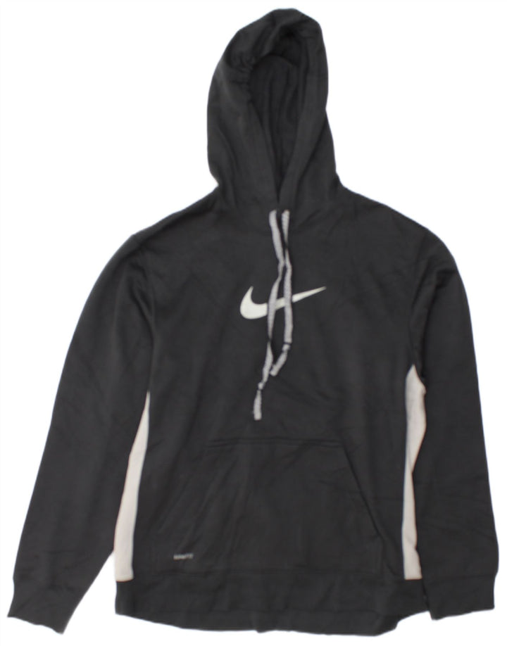 Męski sweter z kapturem Nike z grafiką, poliester w kolorze średnioszarym, z blokami kolorów