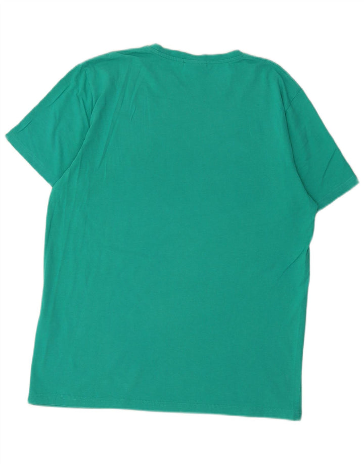 Męski T-shirt z grafiką ELLESSE Heritage, średni, turkusowy, bawełniany