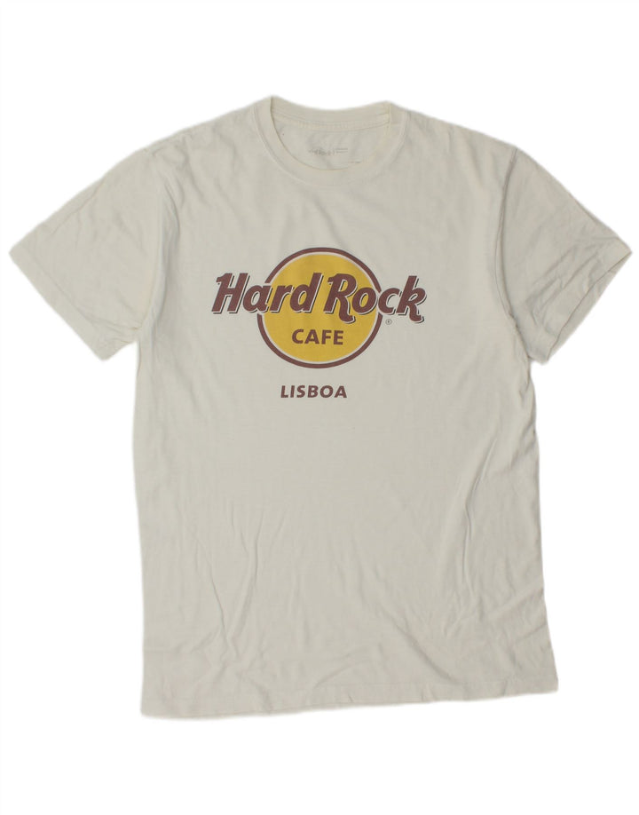 T-shirt męski Hard Rock Cafe Lisboa z grafiką, średni biały