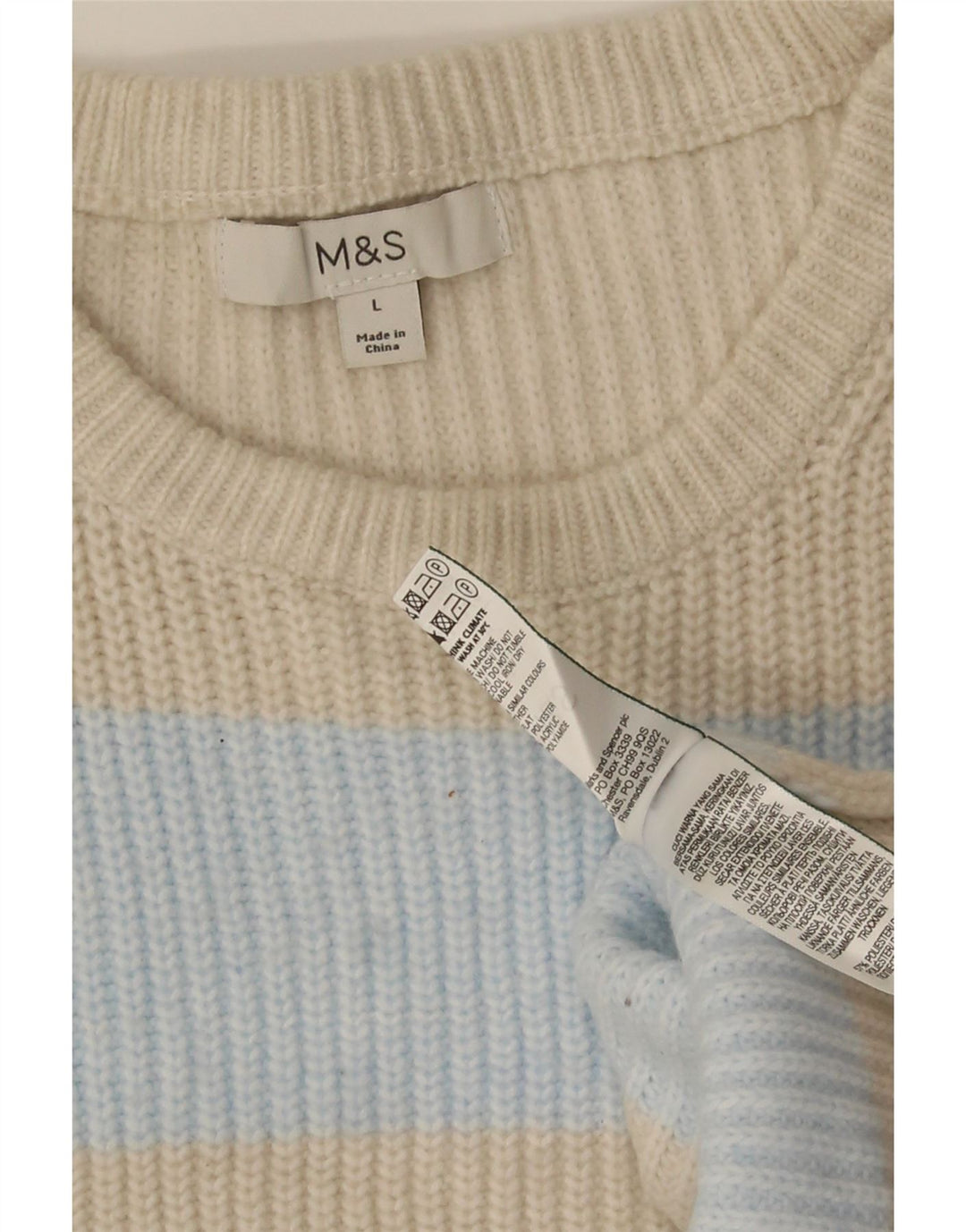 Marks & Spencer Damski sweter z okrągłym dekoltem UK 14 w średnie beżowe paski
