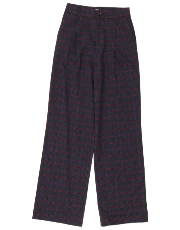 Damskie spodnie chino z wysokim stanem Zara XS W24 L32 Granatowe pepitkę