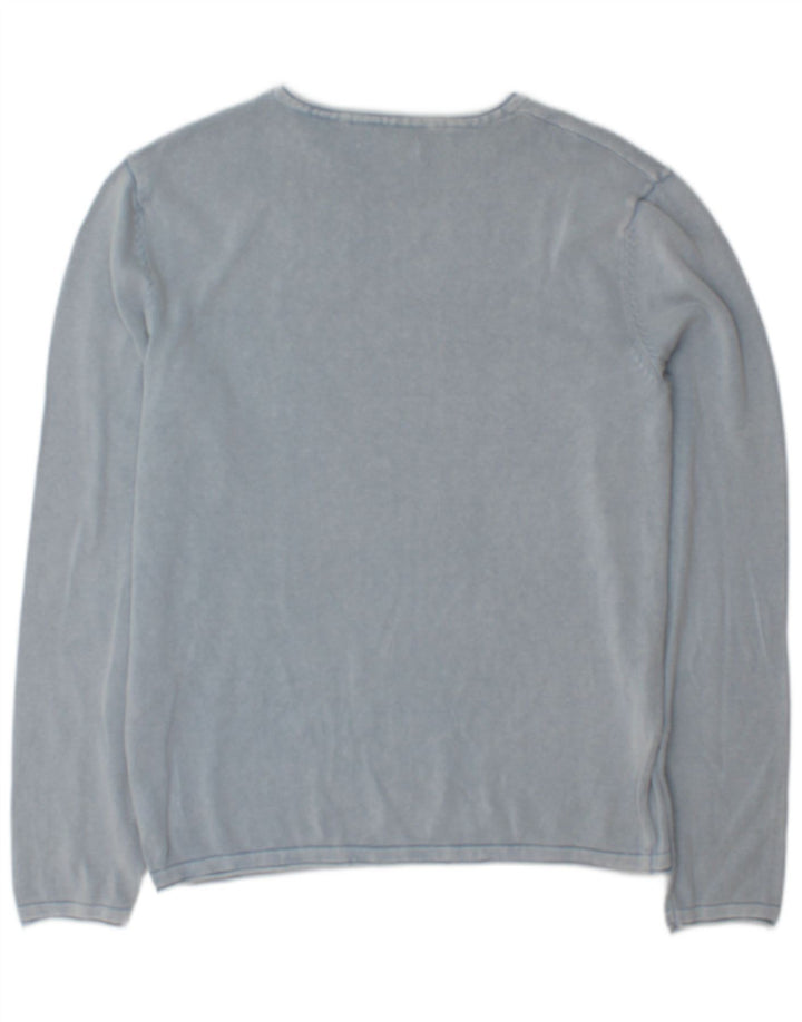 Męski sweter Jack & Jones z dekoltem w łódkę, średni niebieski, bawełniany
