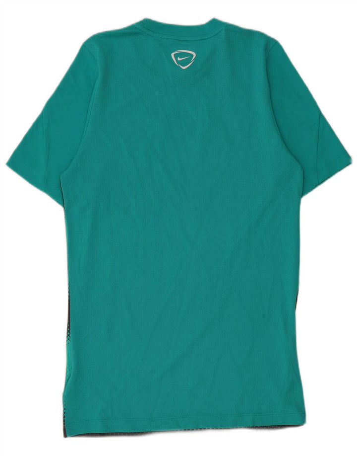 Męski T-shirt Nike Dri Fit z grafiką, mały, niebieski, poliestrowy blok kolorów