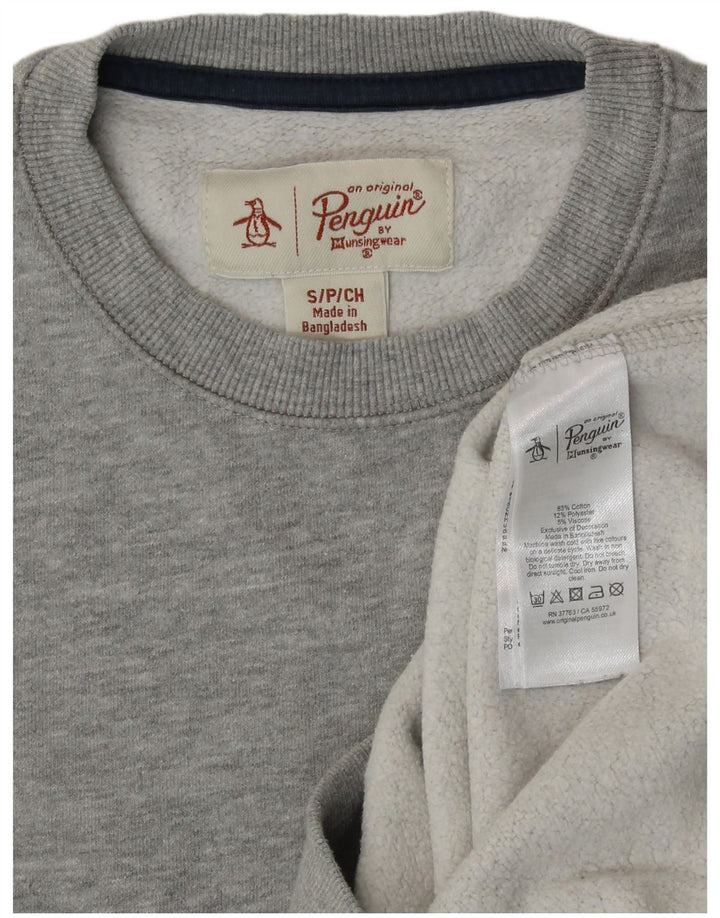 PENGUIN Mens Sweatshirt Jumper Small Grey Cotton