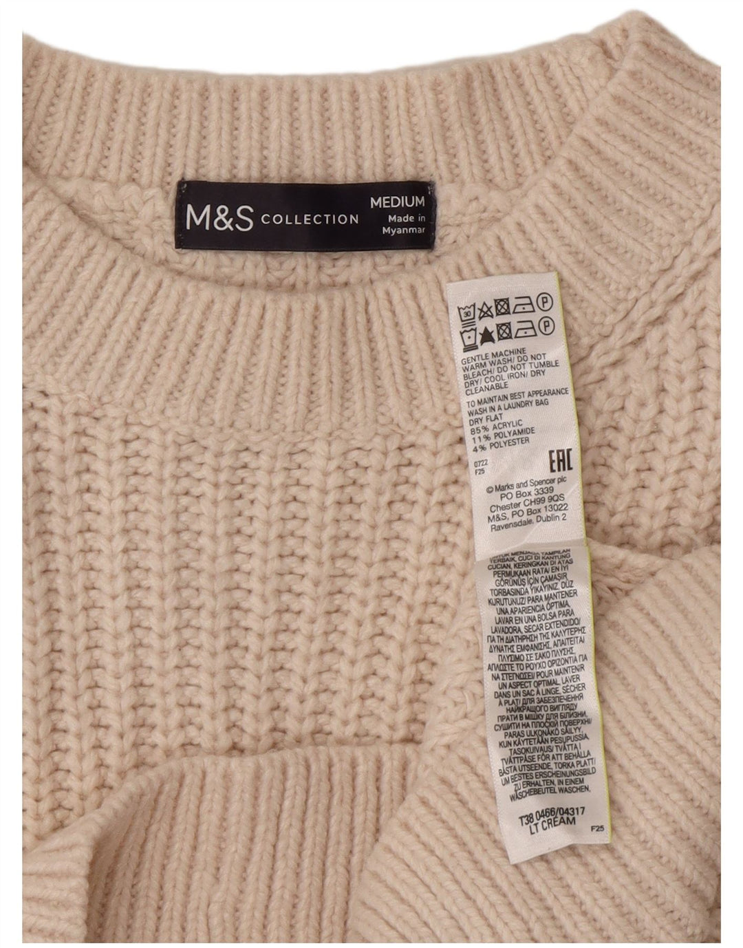 Marks & Spencer Damski sweter z wycięciem pod szyją, UK 14, średni złamanej bieli
