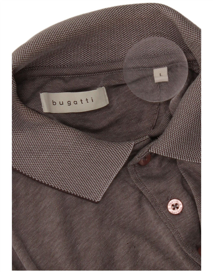 BUGATTI Mens Long Sleeve Polo Shirt Large Grey