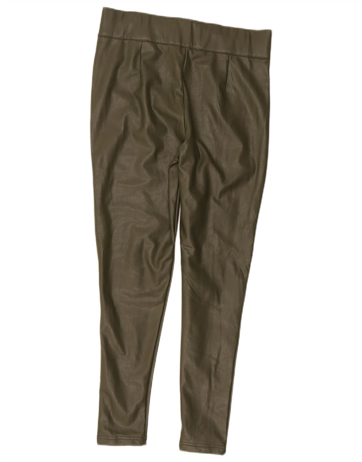 Marks & Spencer Damskie legginsy ze sztucznej skóry UK 12, średni, khaki, poliester