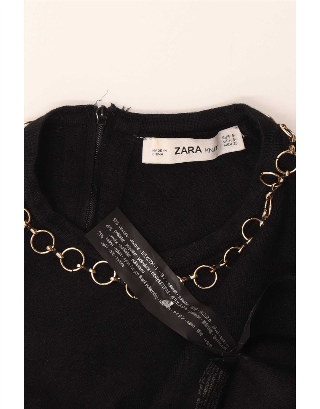 Damska krótka bluzka Zara Top UK 10 Small, czarna wiskoza