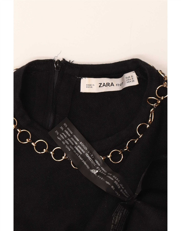 Damska krótka bluzka Zara Top UK 10 Small, czarna wiskoza