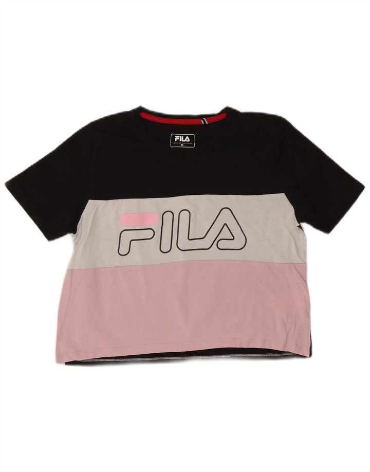 Damska koszulka z grafiką FILA Top UK 12 Medium, wielobarwna, z blokami kolorów