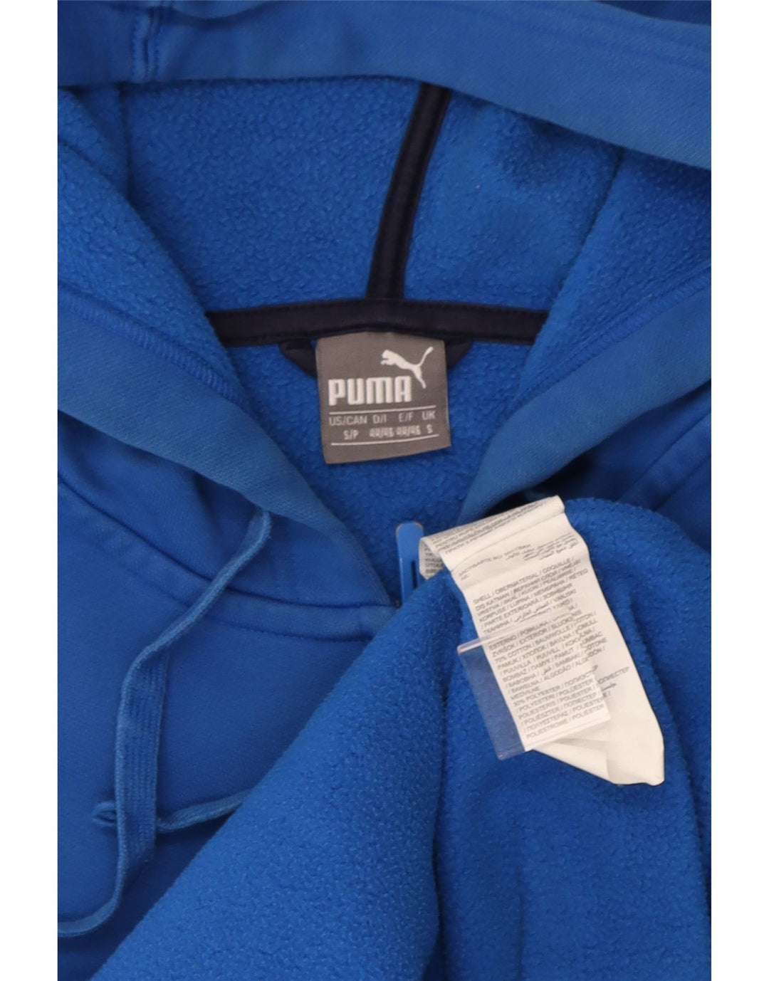 Męski sweter z kapturem i zamkiem błyskawicznym Puma, mały, niebieski, bawełniany