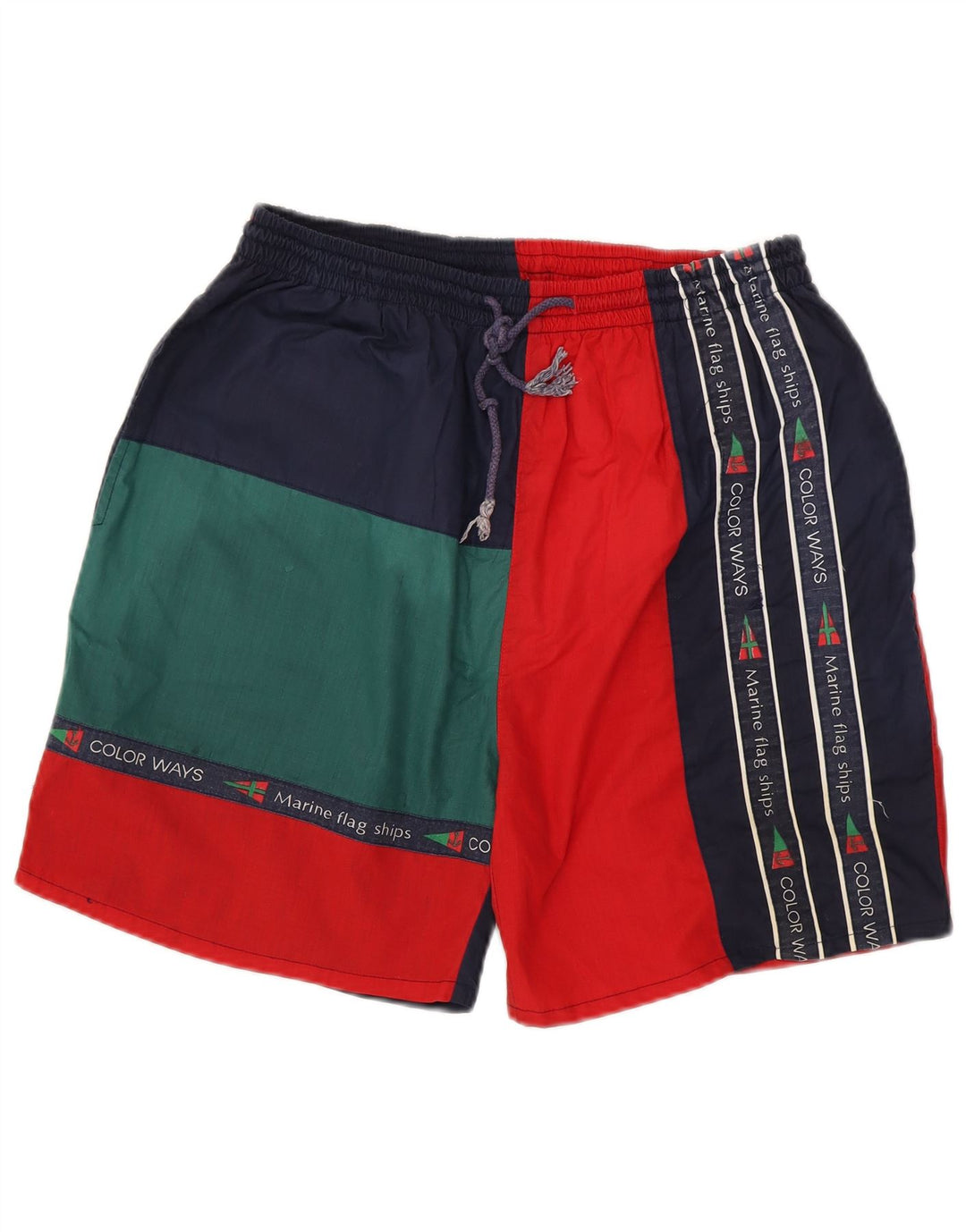 Męskie spodenki sportowe w stylu vintage, XL, wielokolorowy poliester z blokami kolorów