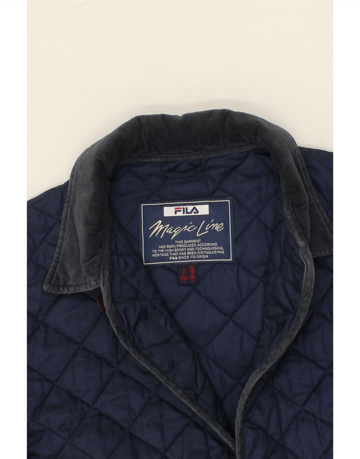 FILA Mens Quilted Jacket IT 48 Medium Navy Blue Polyamide Vintage Fila and Second-Hand Fila from Messina Hembry 