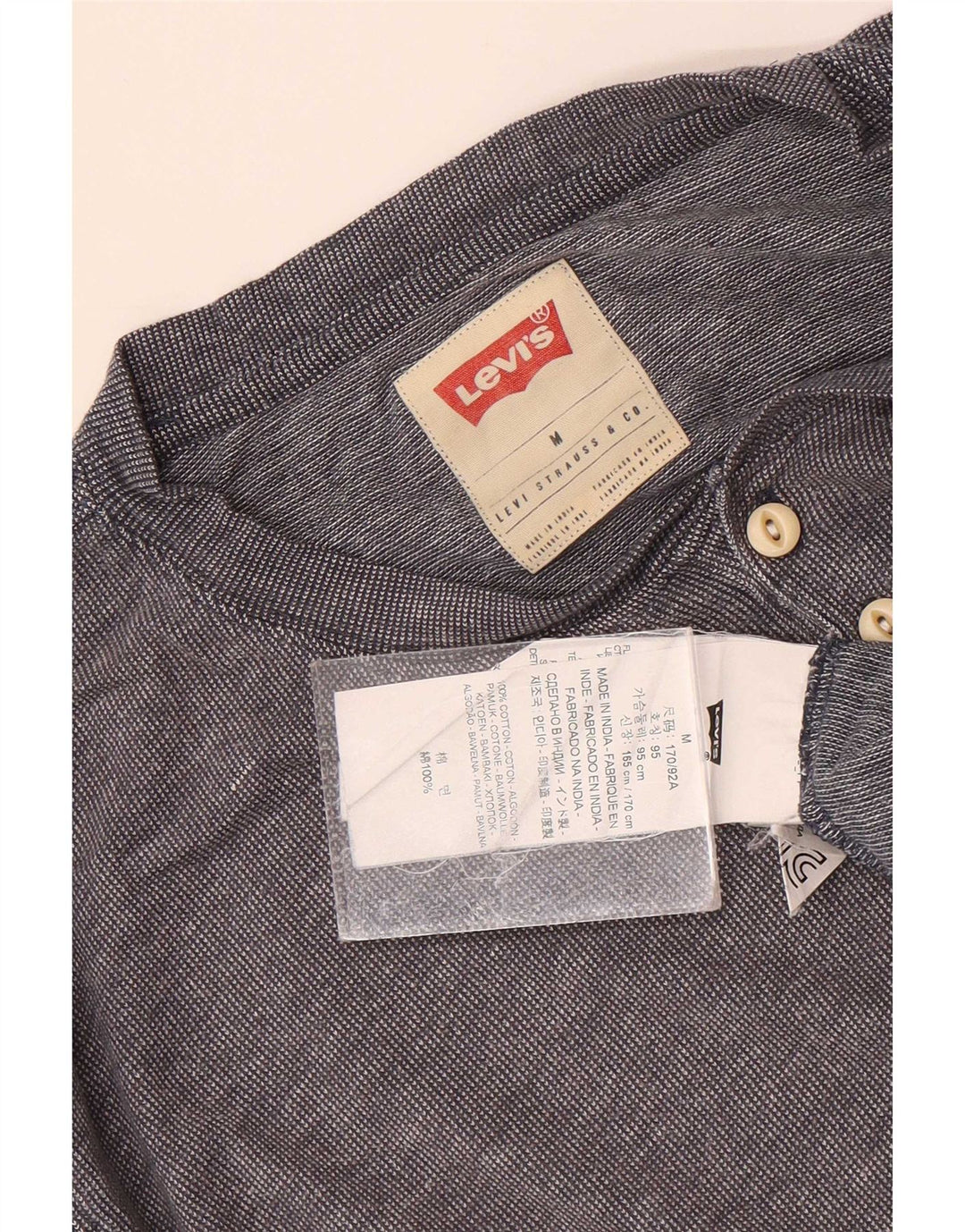 Męski top Levi's z długim rękawem, średnioszary, bawełniany