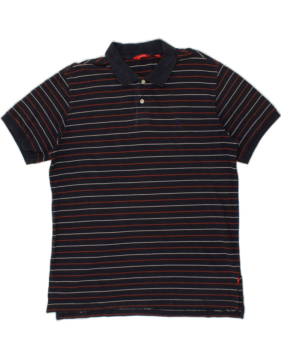 IZOD Mens Polo Shirt Large Navy Blue Striped Cotton Vintage Izod and Second-Hand Izod from Messina Hembry 
