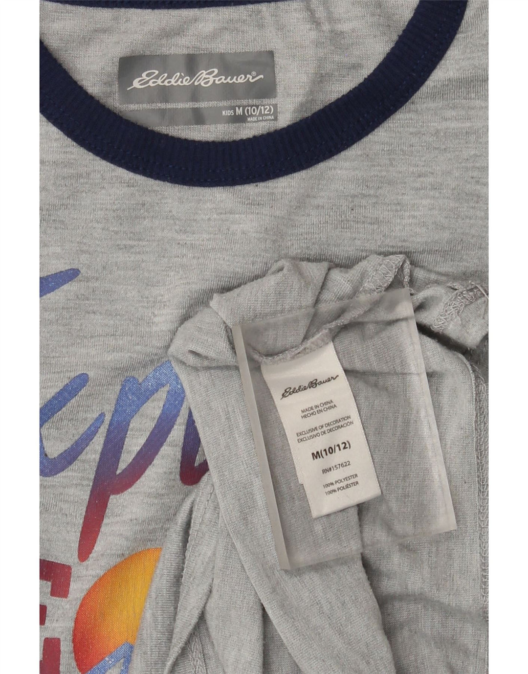 Chłopięcy top z grafiką Eddie Bauer z długim rękawem, 10-11 lat, średnioszary, nakrapiany