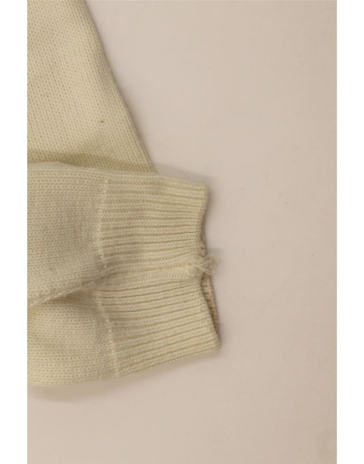 Vintage męski sweter z wywijanym dekoltem, duży w kolorze złamanej bieli