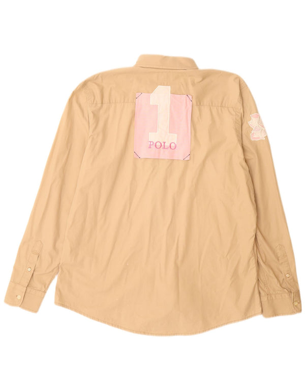 Męska koszula z grafiką LA MARTINA 2XL, beżowa, bawełniana