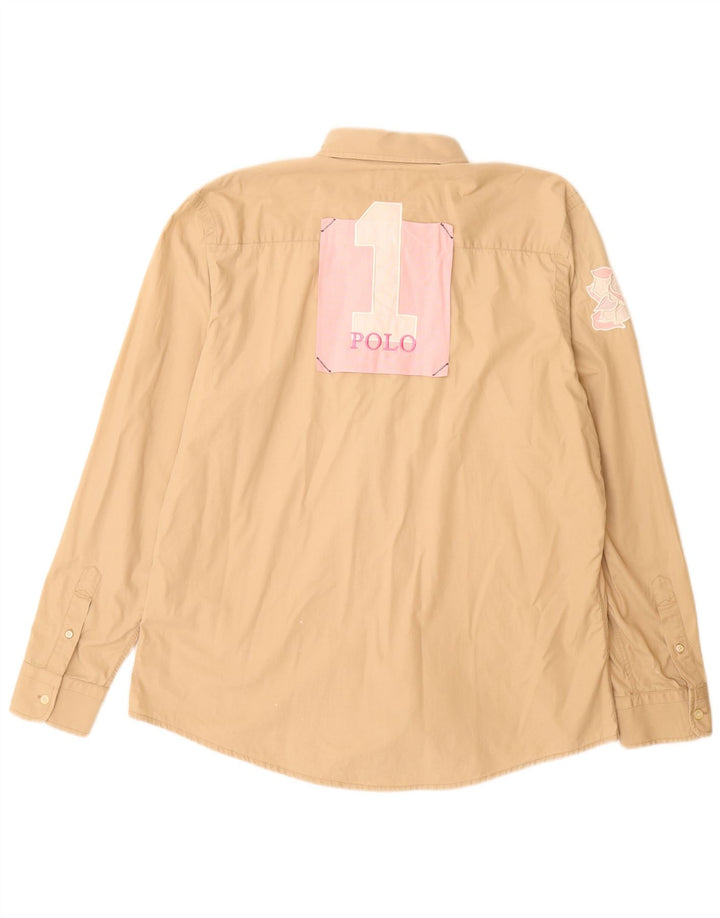 Męska koszula z grafiką LA MARTINA 2XL, beżowa, bawełniana