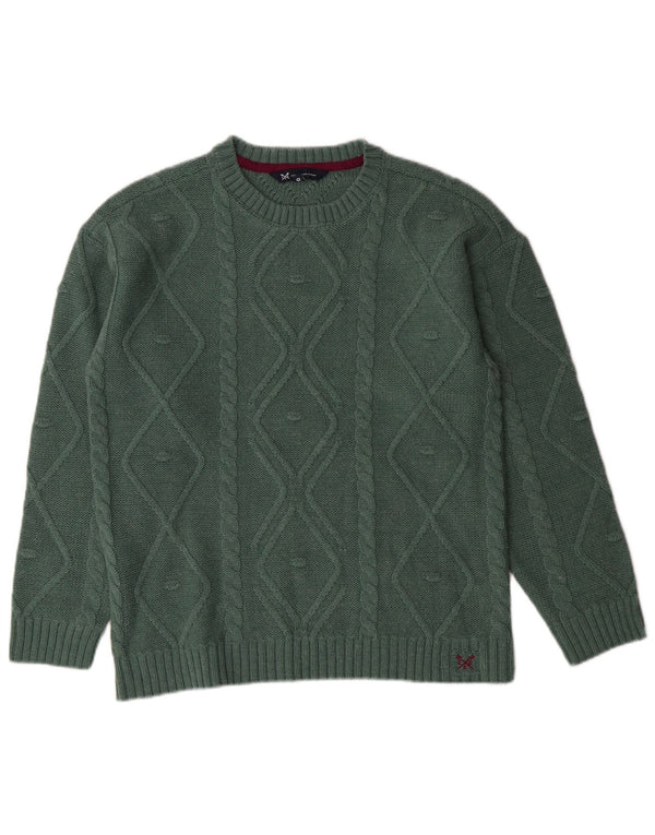 CREW CLOTHING Damski sweter oversize z okrągłym dekoltem UK 10 Small Green