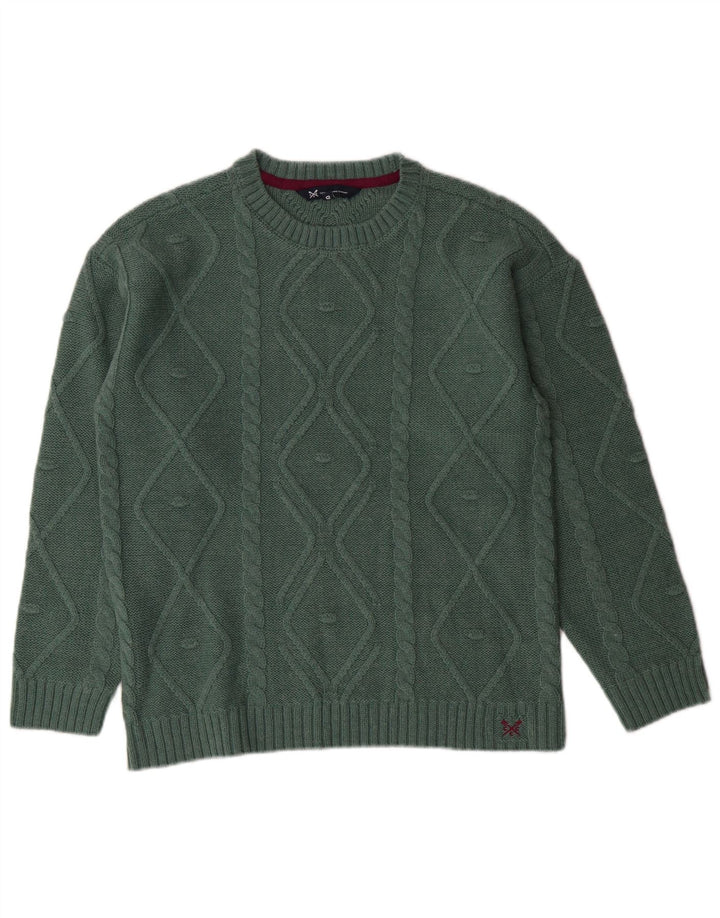 CREW CLOTHING Damski sweter oversize z okrągłym dekoltem UK 10 Small Green