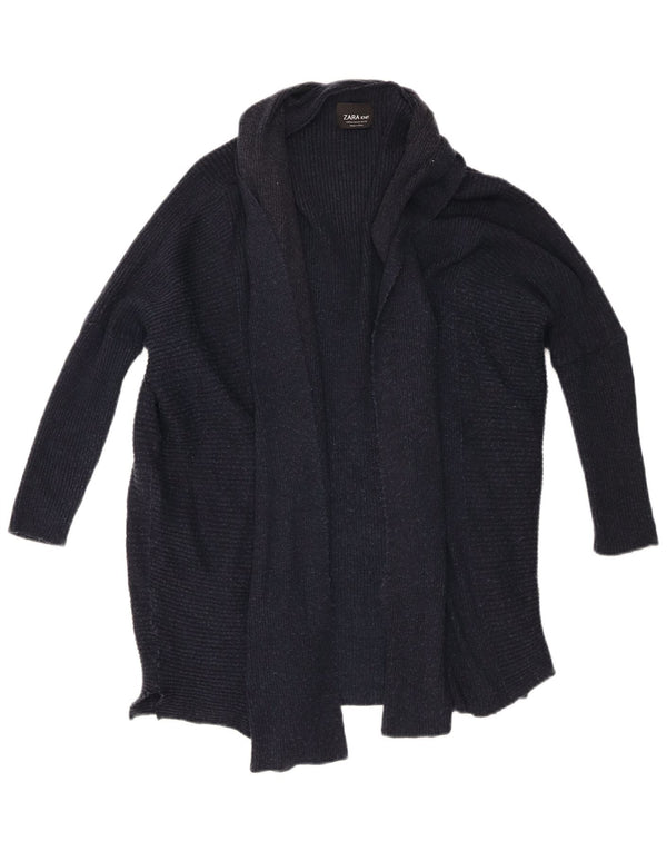 Damski sweter rozpinany z rękawem 3/4 Zara UK 14 Średni granatowy nakrapiany