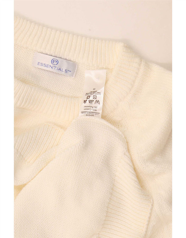 Męski sweter z okrągłym dekoltem Essentials 2XL, biała bawełna