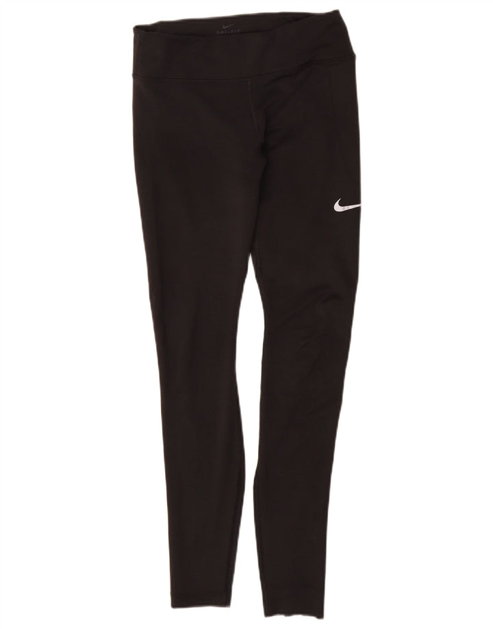 Damskie legginsy NIKE Dri Fit UK 8, małe, czarne, poliestrowe