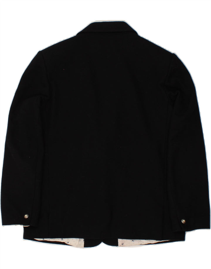 VINTAGE Womens 2 Button Blazer Jacket UK 14 Medium  Black Wool Vintage Vintage and Second-Hand Vintage from Messina Hembry 