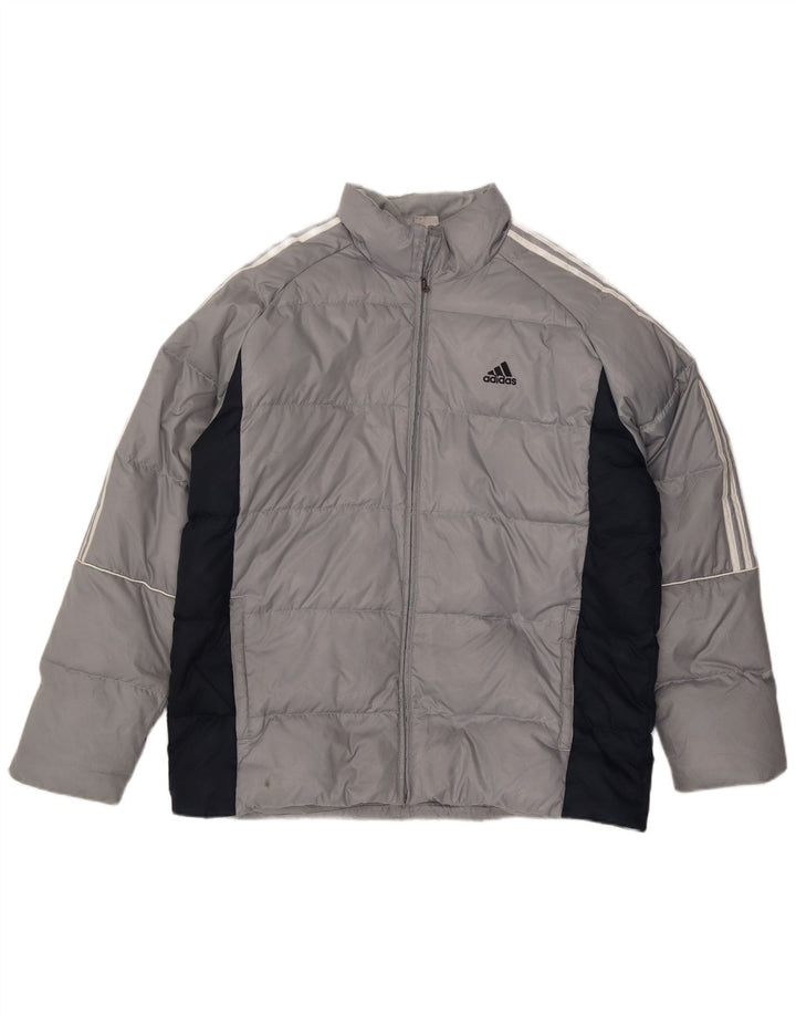 Męska kurtka Adidas z trzema paskami, UK 40, duża, szara, z blokami kolorów
