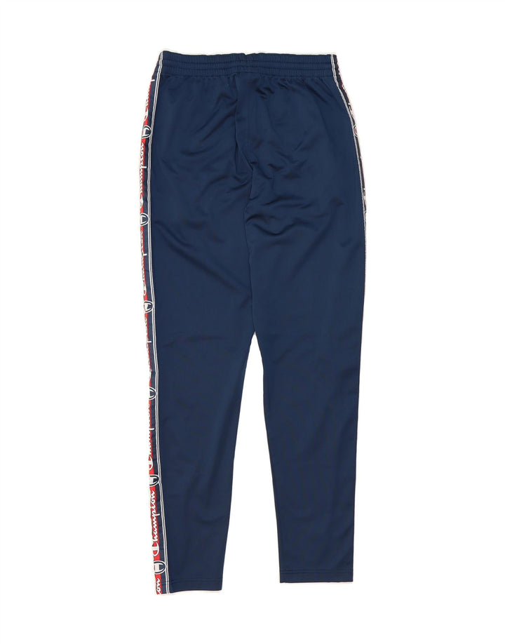 CHAMPION Mens Graphic Tracksuit Trousers  W32 L30 Navy Blue Polyester Vintage Champion and Second-Hand Champion from Messina Hembry 
