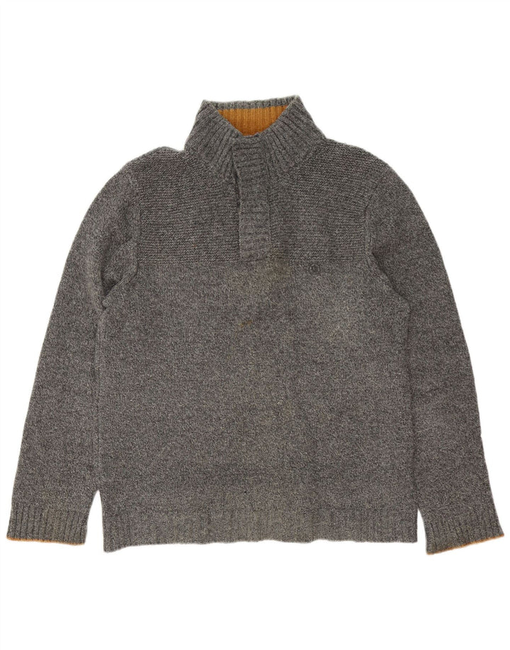 Męski sweter zapinany na guziki Fat Face, duży, szary, wełniany w cętki